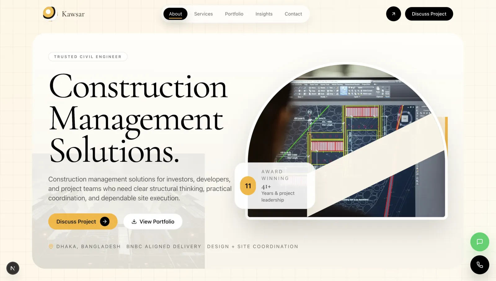 Civil Engineer Portfolio template preview